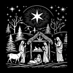 Black And White Nativity Scene