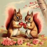 Valentine Squirrels Art