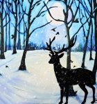 Winter Forest Deer Art