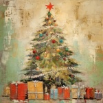 Abstract Mixed Media Christmas Tree