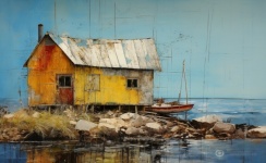 Grungy Harbor House Painting