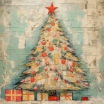 Abstract Mixed Media Christmas Tree