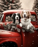 Christmas Dogs In Truck Art
