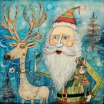 Whimsical Santa Cartoon Art