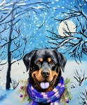 Christmas Winter Rottweiler Art