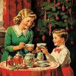 Vintage Christmas Family Art
