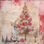Whimsical Pink Christmas Tree Art