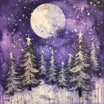 Purple Christmas Forest Art