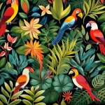 Cartoon Birds In Jungle Art