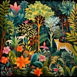 Cartoon Leopard Jungle Art