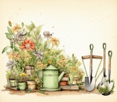 Flower And Herb Garden Watercolor