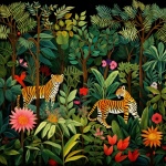 Cartoon Tiger Jungle Art