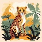 Cartoon Leopard Jungle Art