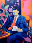 Man Drinking Coffee Art