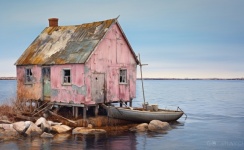 Pink Abandoned Harbor House Art