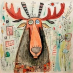 Funny Moose Christmas Art