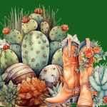 Cactus And Cowgirl Boot Art