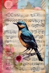 Montage Bird And Music Art