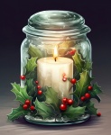 Christmas Candle In Jar Art