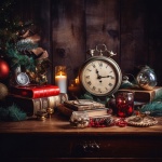 Vintage Christmas Clock Photo Art