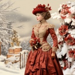 Vintage Christmas Victorian Woman