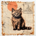 Vintage Kitten Postage Stamp