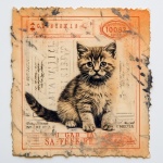 Vintage Kitten Postage Stamp