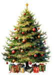 Vintage Christmas Tree Decorated