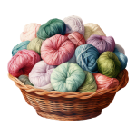 Basket With Balls Of Wool