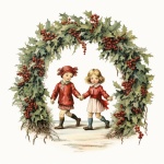 Vintage Christmas Children Wreath