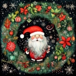 Christmas Santa Wreath Art