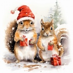 Christmas Squirrel Art
