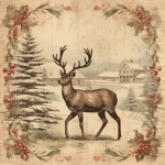 Vintage Christmas Deer Art