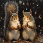 Christmas New Year Squirrel Art