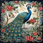 Christmas Peacock Art