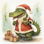 Christmas Alligator Art