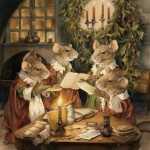 Winter Christmas Mouse Mice Art
