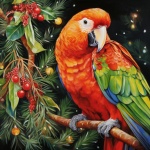 Christmas Tropical Parrot Art