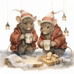 Winter Christmas Mouse Mice Art