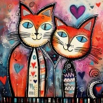 Valentine Cat Couple Art