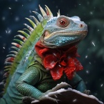 Christmas Iguana Lizard Art