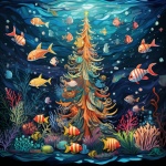 Ocean Coral Xmas Tree Art