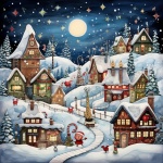 Christmas Village Winter Art