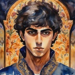 Iranian Drawn Teenager Watercolor