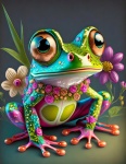 Frog, Flowers