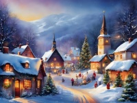 Art Christmas Village Christmas