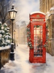 Red Christmas Phone Booth