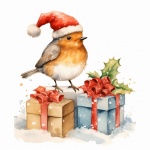 Robin Bird At Christmas