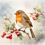 Robin Bird In Winter