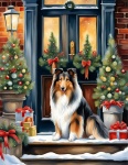 Rough Collie Dog Christmas Card